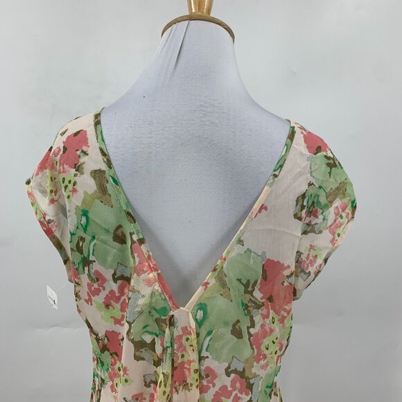 Mimi Chica Blouse Womens XS Extra Small Floral Cap Sleeve V Back Ruffle Train - Picture 6 of 14